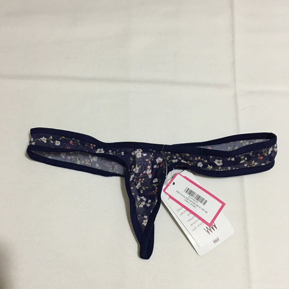 Wicked Weasel Thong 682 Women Small Navy Floral Sheer Mesh NWT